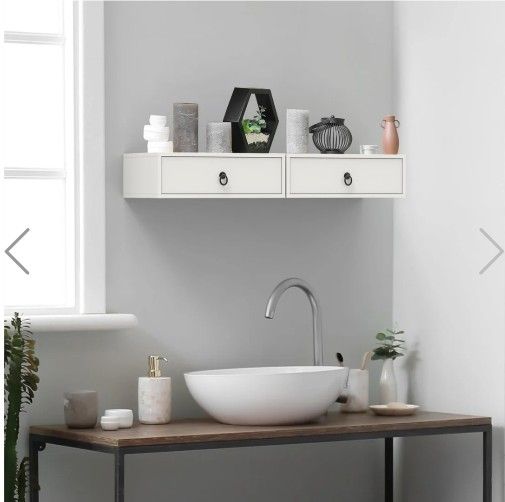 Wooden Floating Nightstand with 1-Drawer (2 PACK)