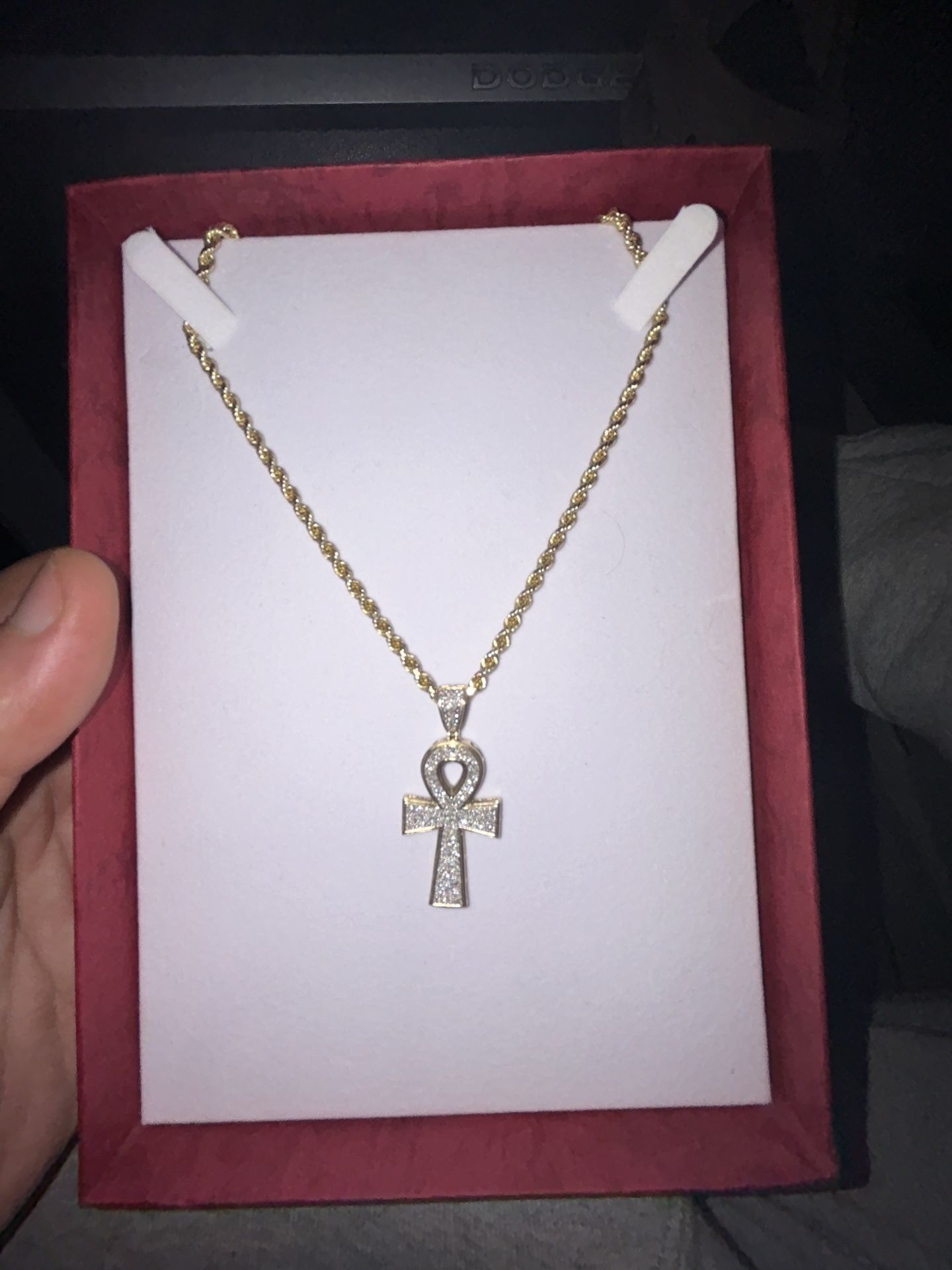 10k Solid Gold Rope Chain & Cross Pendant