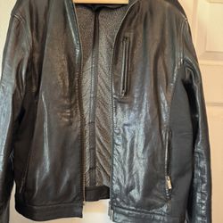 Leather Man Coats Front Zipper 