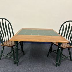 Wooden Table with Two Chairs
