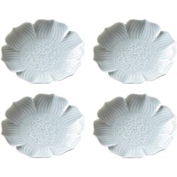 Gaolinci Zen Ceramic Plate, 5 Inches Lotus Shaped Appetizer Plates, Dessert Plate, Nut Plate (Set of 4)