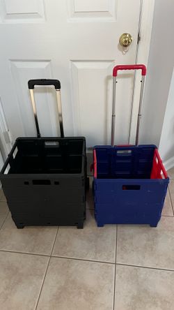 Collapsible Mobile Utility Cart / Crates with Dual Wheels & Pull Handle
