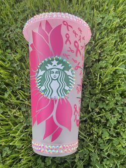 Breast cancer Cold Cup with rhinestones 