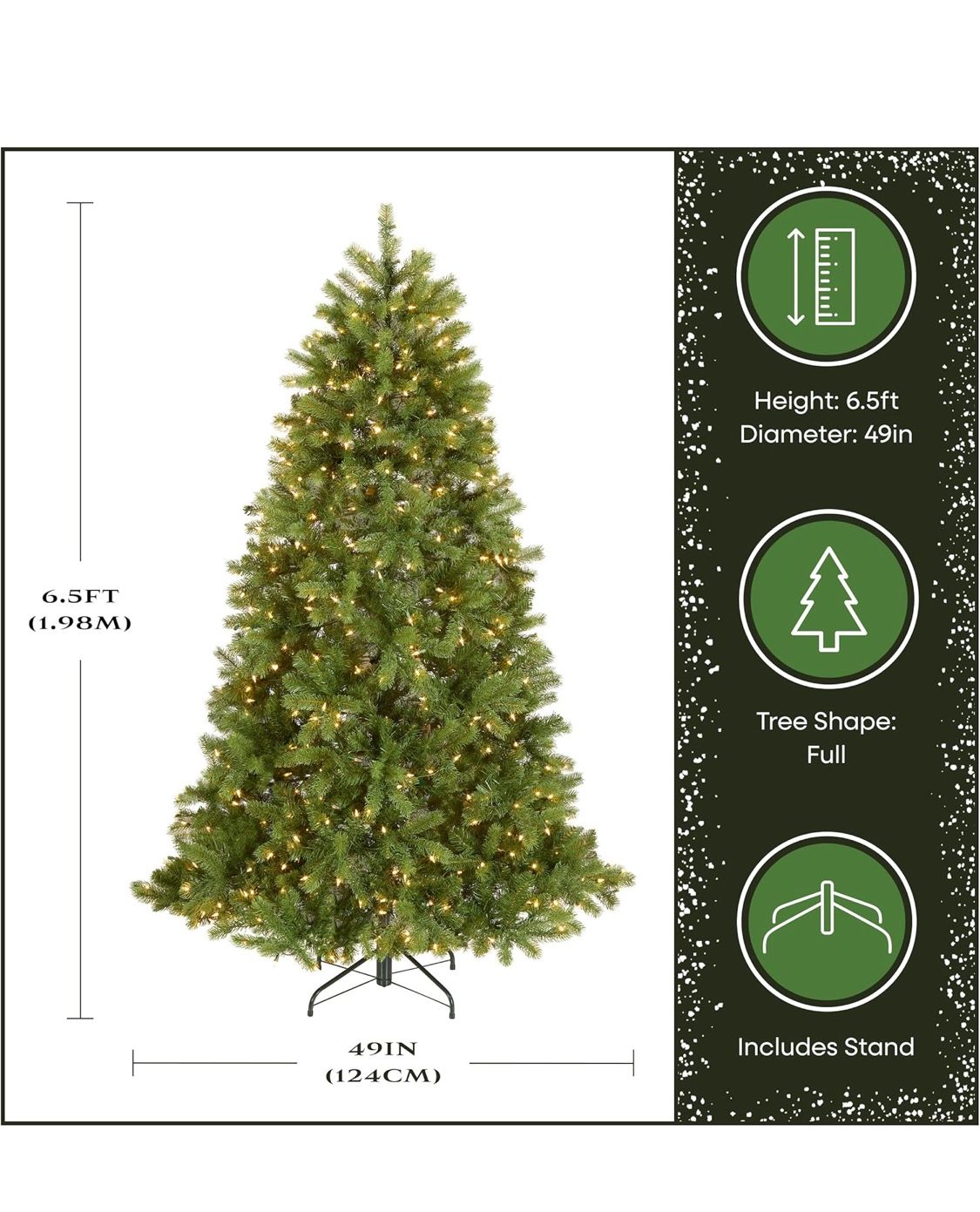 National Tree Company 6.5 ft Pre-Lit Downswept Douglas Fir Artificial Christmas Tree, 650 Clear Lights, 1,227 Tips, Includes Stand, Green