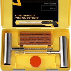 new Tire Repair Kit with Plugs Fix Punctures & Plug Flats with Ease - Heavy Duty Flat Tire Puncture Repair Kit for Car, Motorcycle, ATV, UTV, RV, Trai