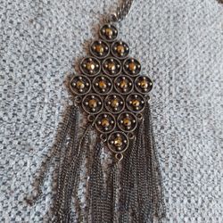 Diamond Shaped Fringe Tassel Necklace 