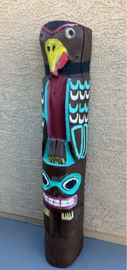 1970’s Hand Carved Wooden Tiki Totem Pole