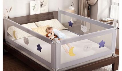 Bed Rail for Toddlers - (3 Pack) Toddler Bed Rails with Double Child Lock, Bed Rail for Baby Kids.