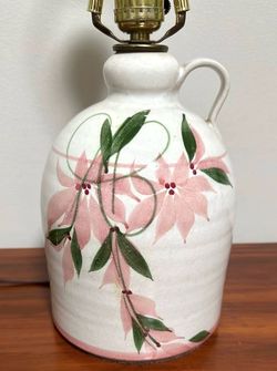Vintage Salt Glaze Flowers Crock Base With Handle Pottery Lamp Decor
