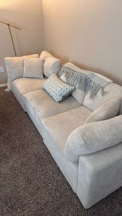 105” Oversized Beige Corduroy Sofa - Like New