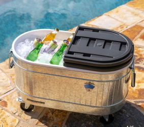 NEW IN BOX - Permasteel 80-Quart Galvanized Steel Rolling Cooler,