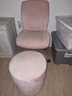 Pink Velvet Office Chair with Gold Base