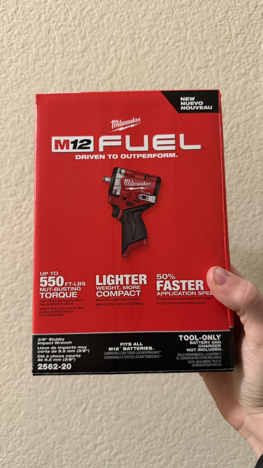 Milwaukee m12 2nd gen stubby 550lb torque fuel with 5.0 battery