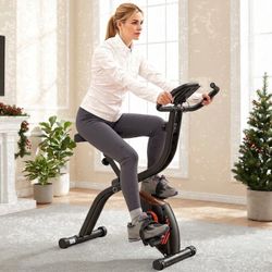 Compact Folding Stationary Bike – Home Exercise Bike with Monitor