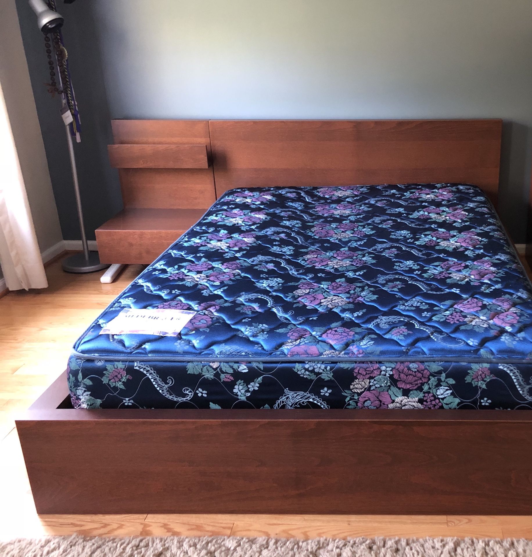 IKEA Malm Cherry Full / Double Bed Frame, Slats and Nite Table