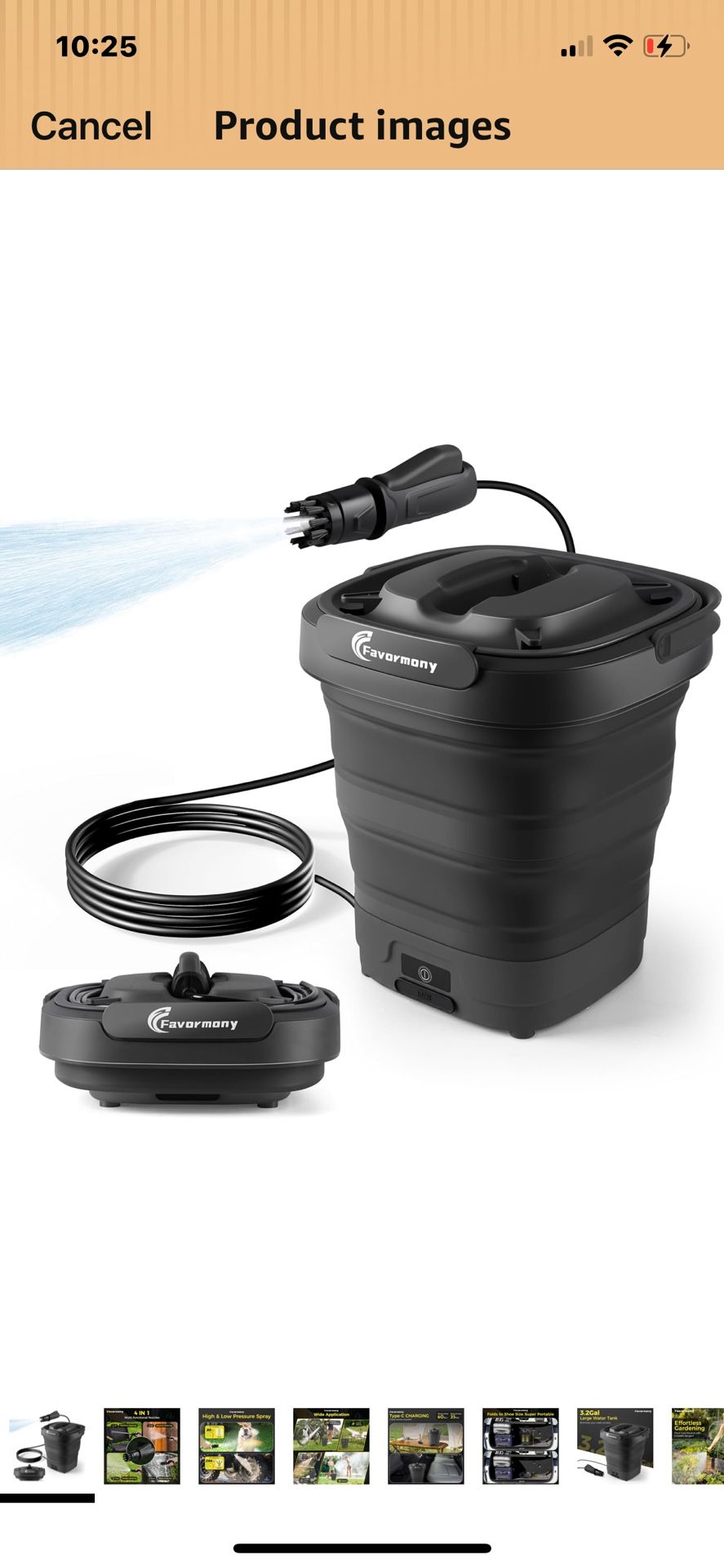 Foldable Electric-Pressure-Washer w/3.2Gal Tank, Max 290PSI, Water Pressure Washer 10FT Hose for Outdoor Indoor Cleaning, Pet Cleaning, Type-C Chargi