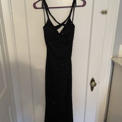 Vintage Black Formal Sequin Gown 