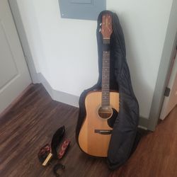 Jasmine Acoustic Guitar With Soft Case, Capo, Strap, Mount, Picks, And Pick Case