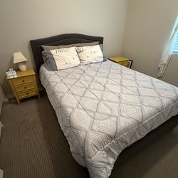 Queen Bed w/ Fabric Headboard
