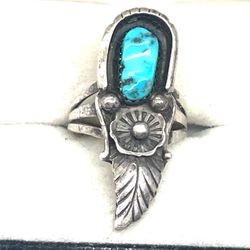 Sterling Southwestern Turquoise Ring Sz. 7.75