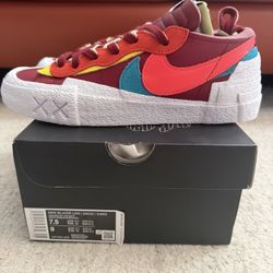 nike blazer low sacai kaws red size 7.5 new