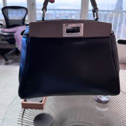 Fendi Peekaboo Leather Tote – Pre-Owned – Restored Bottom – Black Repaint – AS IS