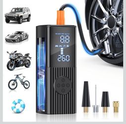 Tire Inflator Portable Air Compressor, 180PSI Portable Air Compressor with with LED Light, 25000mAh & 3X Faster Inflation Air Pump for Car, Bike, Moto
