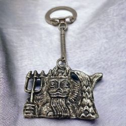 Vintage marked Italy silver tone and king Keychain 