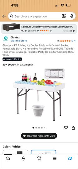 folding ice cooler table 4ft