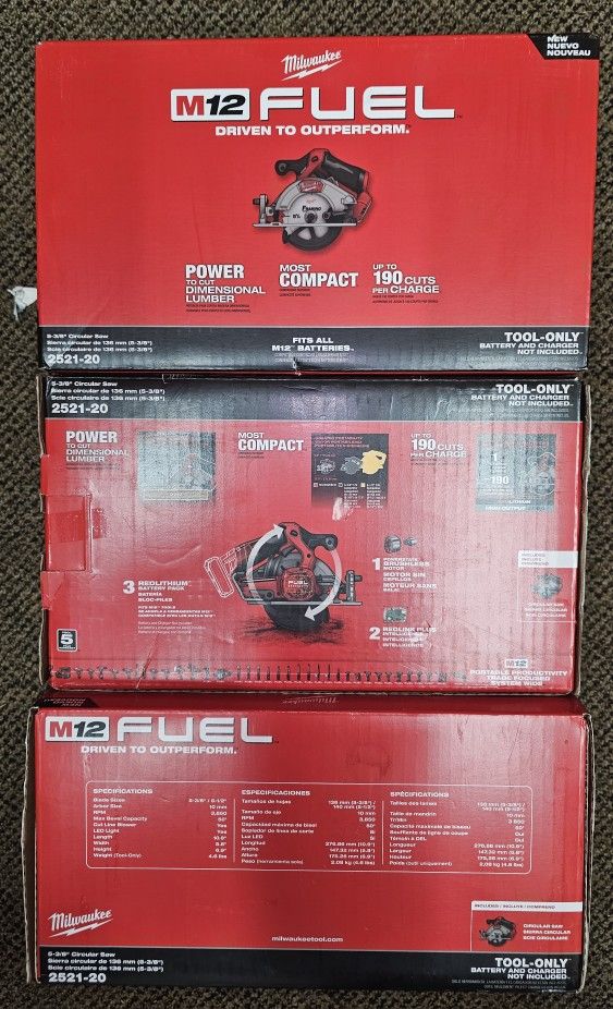 Milwaukee
M12 FUEL 12V Lithium-Ion Brushless 5-3/8 in. Cordless Circular Saw (Tool-Only)