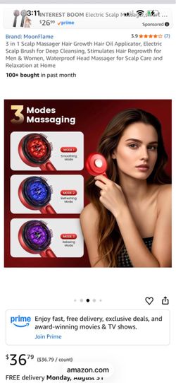 MoonFlame 3-in-1 Electric Scalp Massager