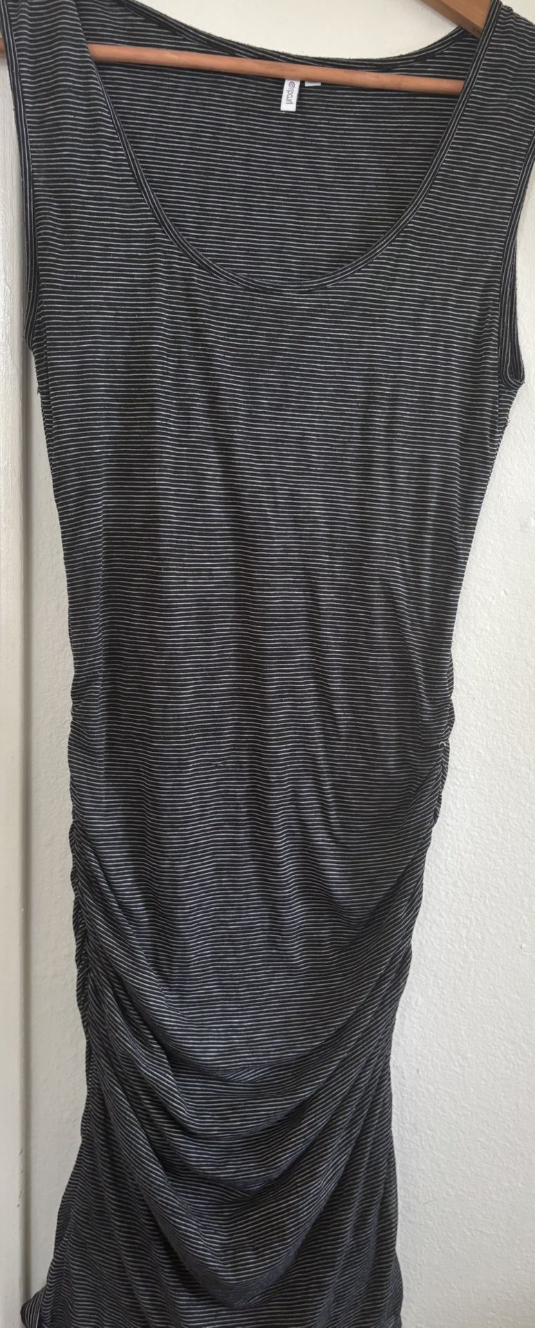 Rip Curl Bodycon Dress Women's Sz S Black White Striped Cotton Ruched 16" x 42"