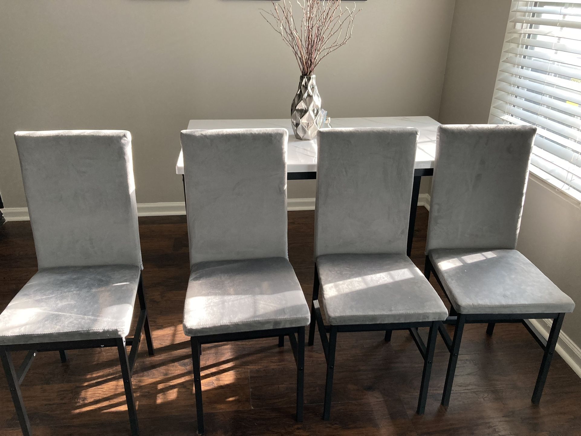 Dining Chairs Gray Set of 4 Velvet Modern Metal