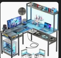 L-Shaped Gaming Desk with RGB LED Lights