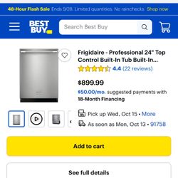 Frigidaire Dishwasher 