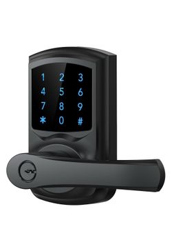 HIDALIFE Keyless Entry Door Lock with Keypad and Handle for Front Doors, Touchscreen Electronic Door Lock, Anti-peep Password, Auto-Locking, Matte Bla