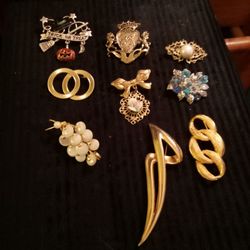 Lot Of Nine Brooches