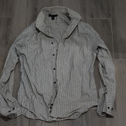 White Stripped Express Dress Shirt - Medium - Check My Other Ads For More Dress Shirts
