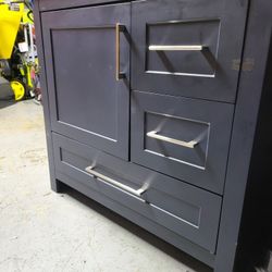 Bathroom Cabinet in Dark Gray with White Solid Resin Top
