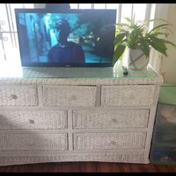 white wicker dresser 