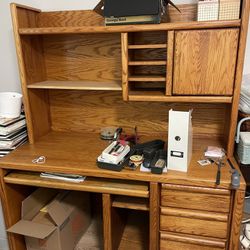 Oak Desk With Removal Storage Hutch