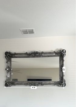 Large Ornate Silver Framed Wall Mirror