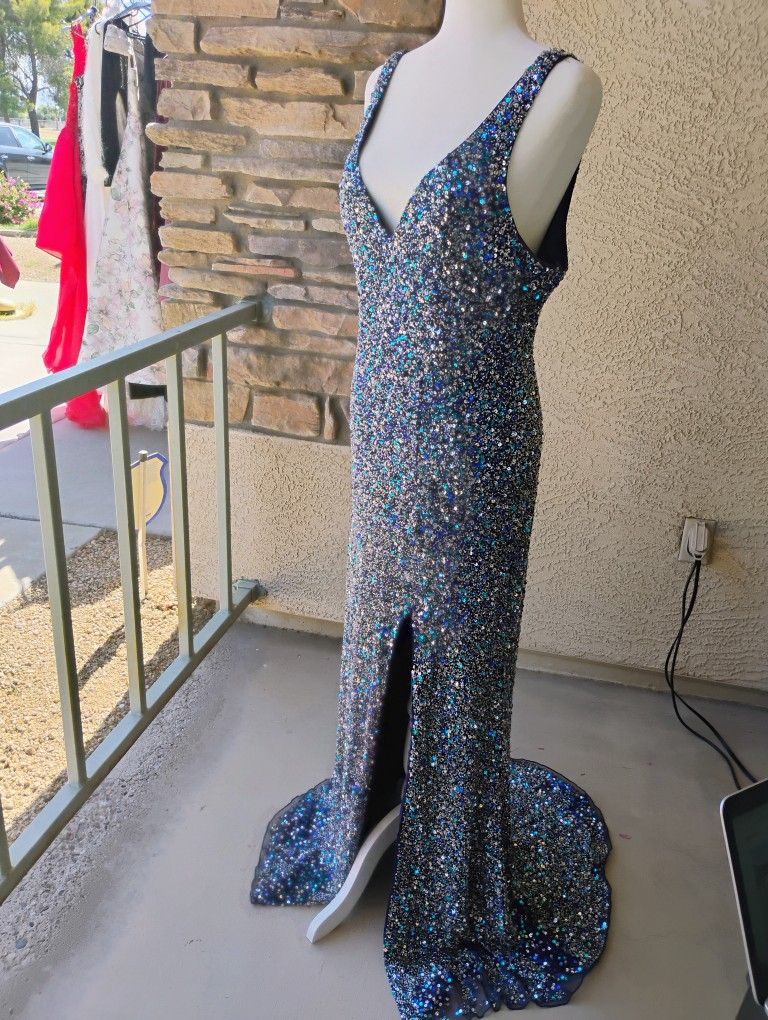 Sequined V Neck Dress