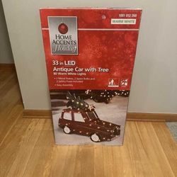 33 in LED Antique car with tree. brand new