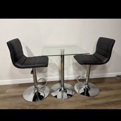 Glass Table Plus Stools 