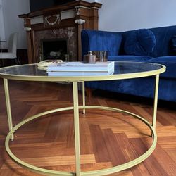 Brass & Glass Round Coffee Table
