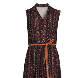 No Boundaries Juniors Belted Shirtdress with Sharkbite Hem, Sizes XS/$5