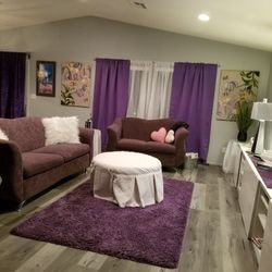 Aubergine Loveseat and Sofa