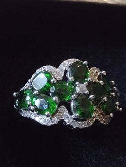 Russian Diopside Bracelet Set In Sterling Silver.