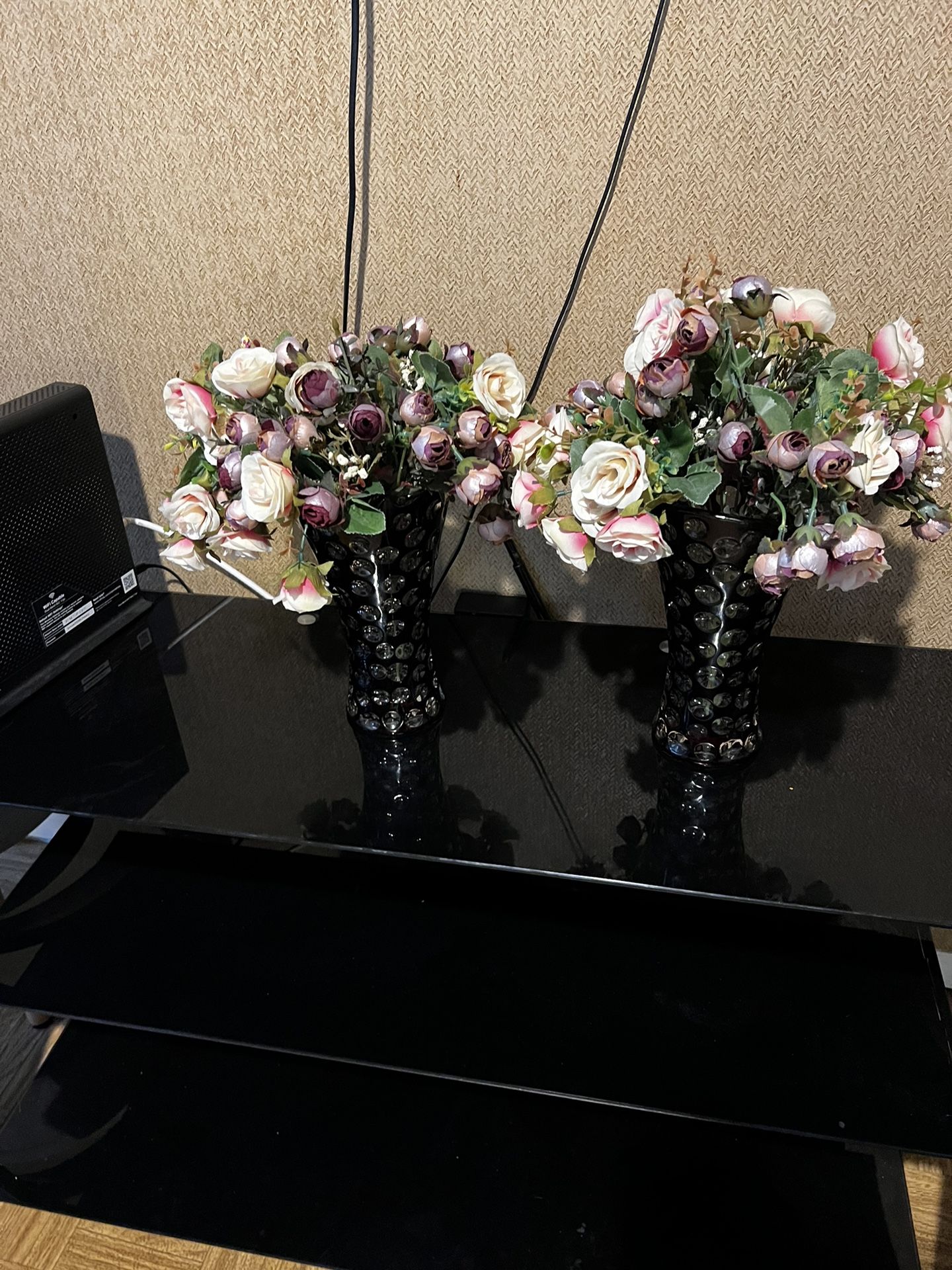 Flowers,Flowers Vase And Center Piece With Crystal Stones